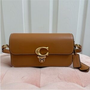 Coach Mini Studio Baguette in Saddle Brown